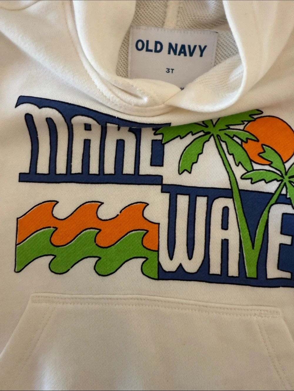 Great Bundle of Old Navy White & Orange Ombre Lightweight Hoodie with Palm Tree